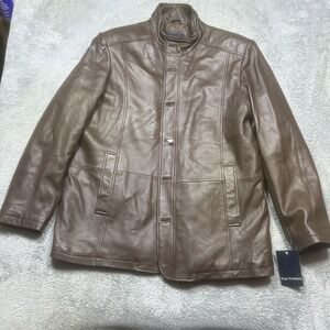 Paul Fredrick Jacket Mens 2XL Chocolate Brown Button 100% LAMB LEATHER Lined NEW